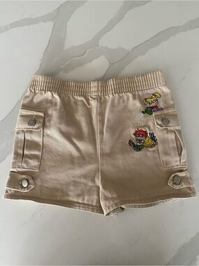 Vtg 1999 90’s y2k Nickelodeon Rugrats Beige Cargo Shorts Elastic Waist 4/5